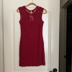 Red lacy overlay dress